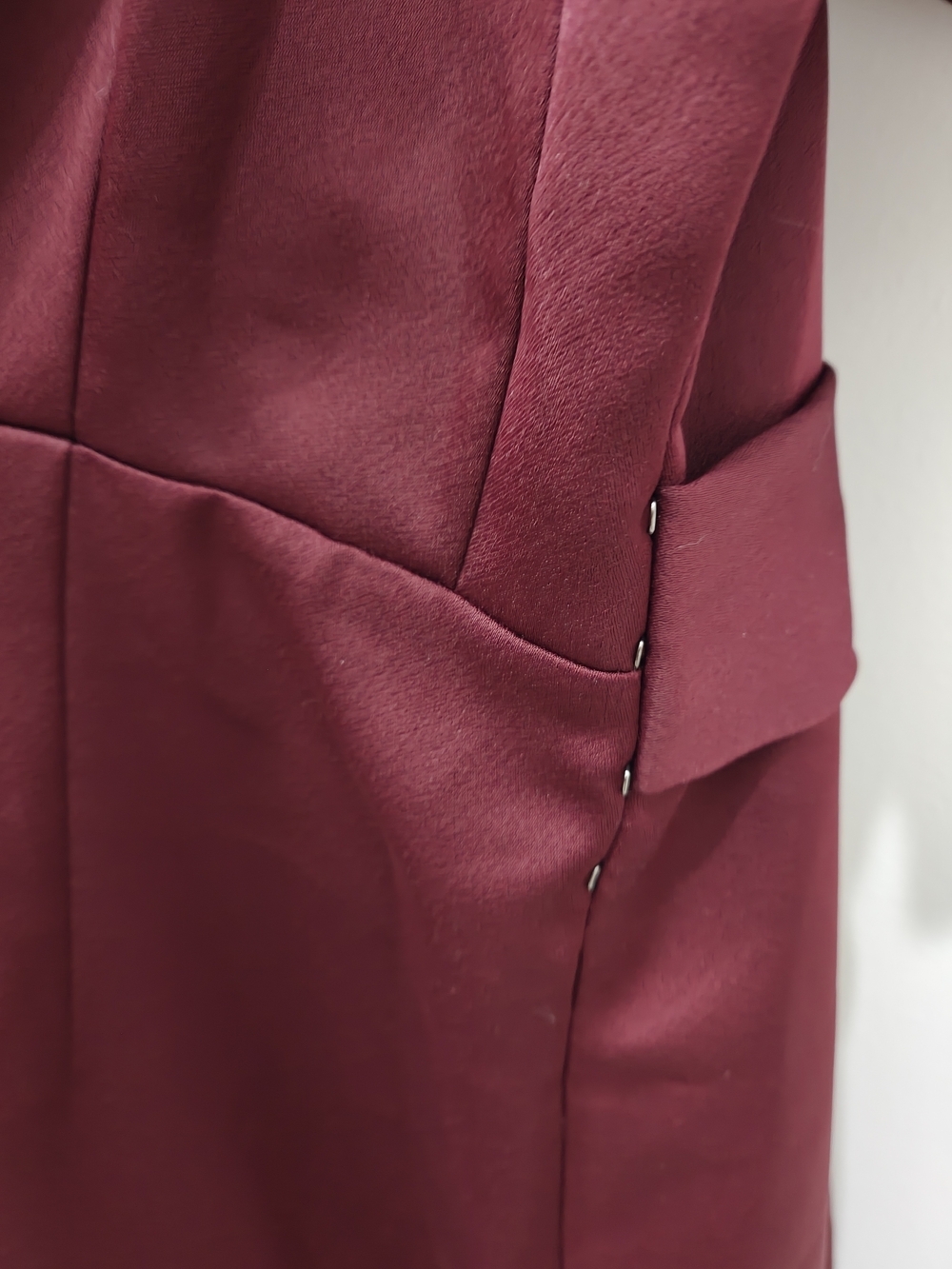 All Saints "Cadia" One-Shoulder Wrap Sheath Dress in Merlot - Picture 8 of 9